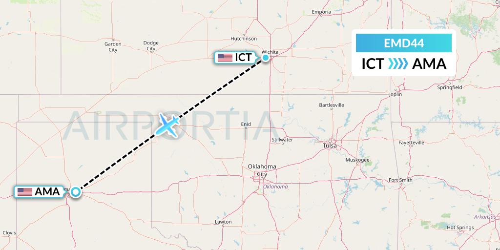 EMD44 Eaglemed Flight Map: Wichita to Amarillo