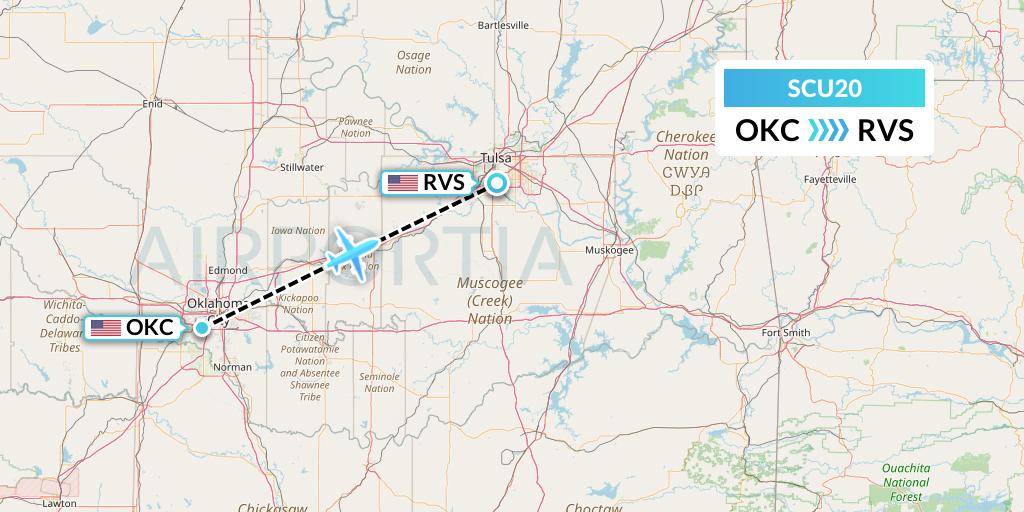 SCU20 Air Scorpio Flight Map: Oklahoma City to Tulsa