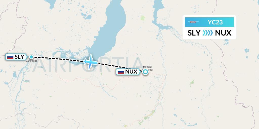 YC23 Yamal Airlines Flight Map: Salekhard to Novy Urengoy