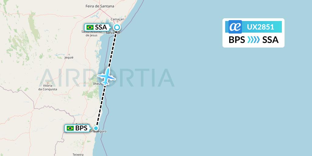 UX2851 Air Europa Flight Map: Porto Seguro to Salvador