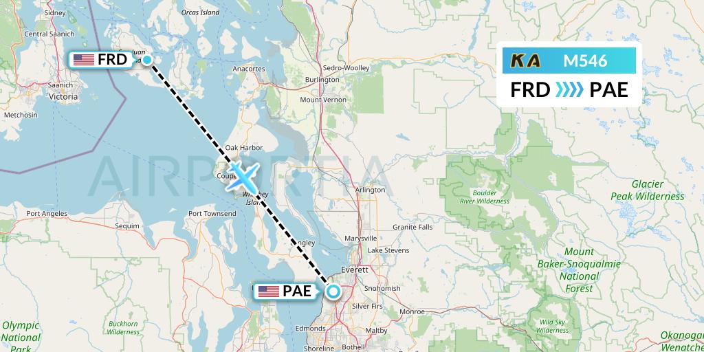 M546 Kenmore Air Flight Map: Friday Harbor to Everett