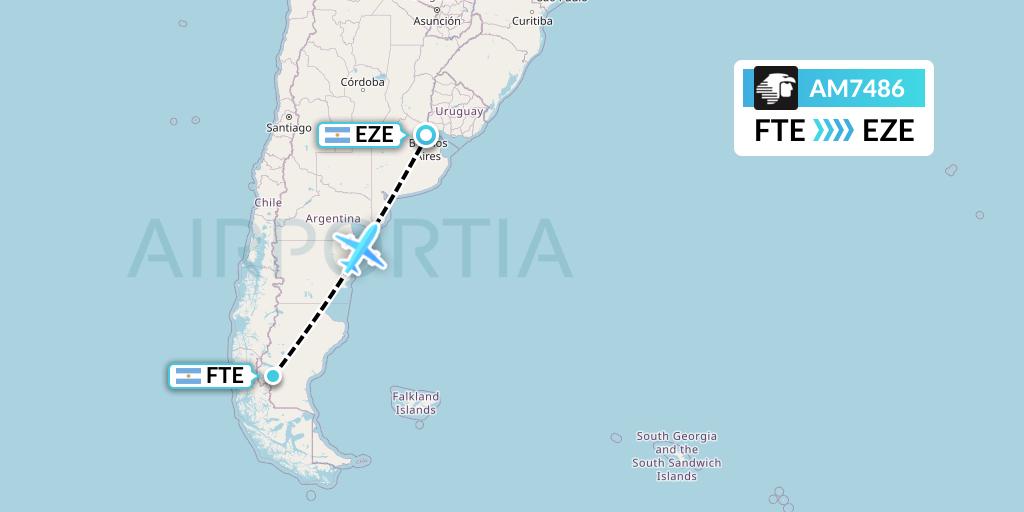 AM7486 Aeromexico Flight Map: El Calafate to Buenos Aires
