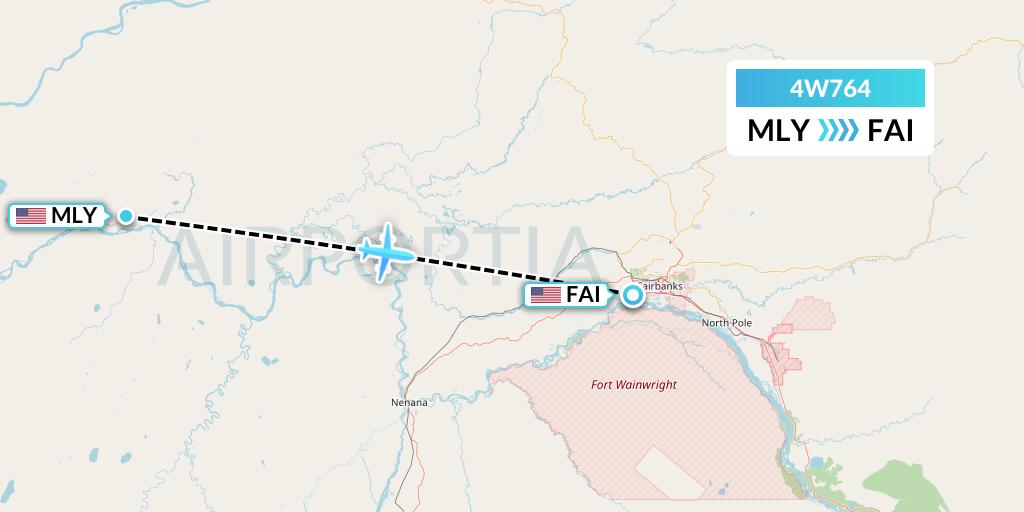 4W764 Warbelows Air Ventures Flight Map: Manley Hot Springs to Fairbanks
