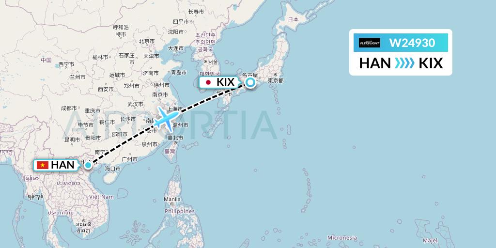 W24930 Flex Flight Flight Map: Hanoi to Osaka