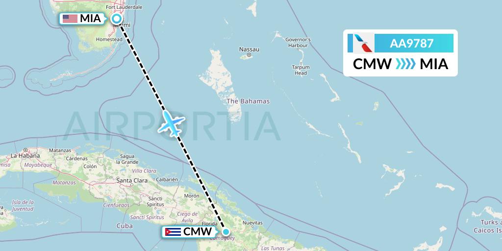 AA9787 American Airlines Flight Map: Camaguey to Miami