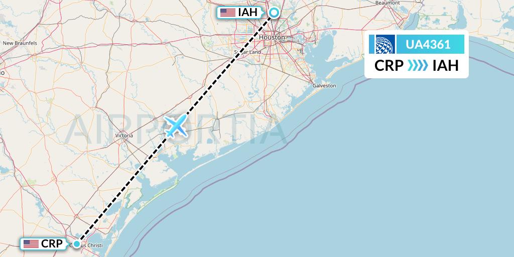 UA4361 United Airlines Flight Map: Corpus Christi to Houston