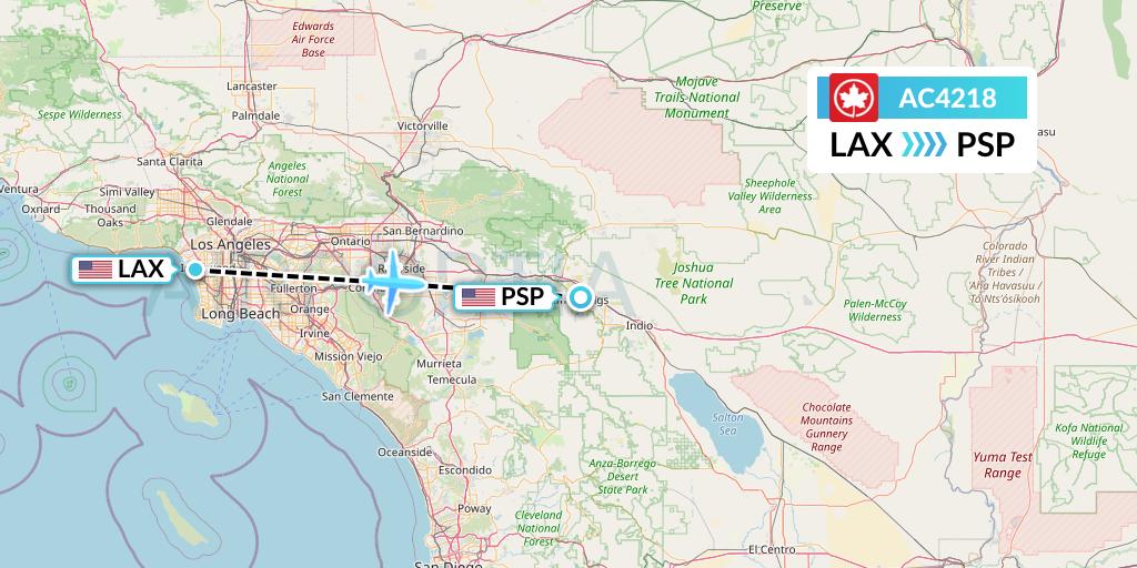AC4218 Air Canada Flight Map: Los Angeles to Palm Springs