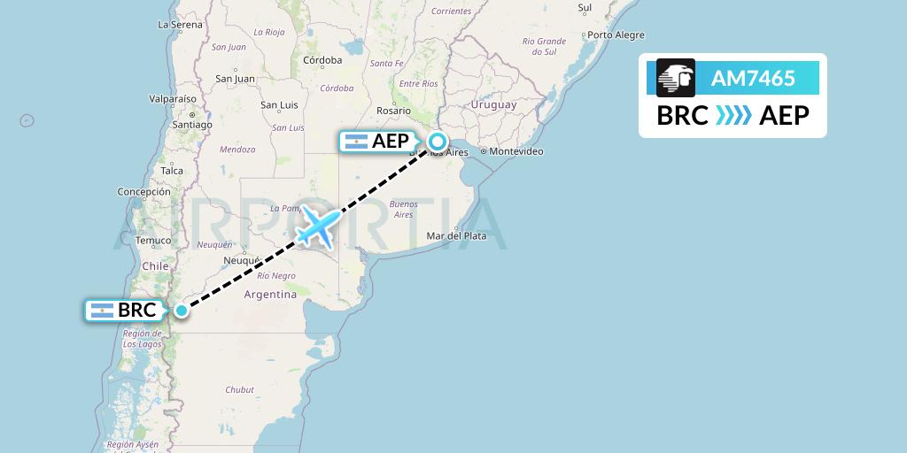 AM7465 Aeromexico Flight Map: San Carlos de Bariloche to Buenos Aires