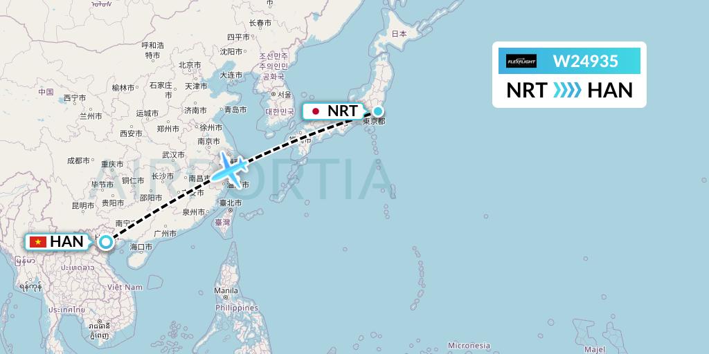 W24935 Flex Flight Flight Map: Tokyo to Hanoi