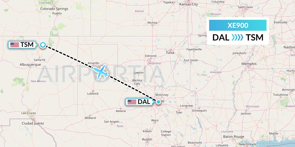 XE900 Jsx Flight Map: Dallas to Taos
