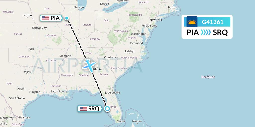 G41361 Allegiant Air Flight Map: Peoria to Sarasota