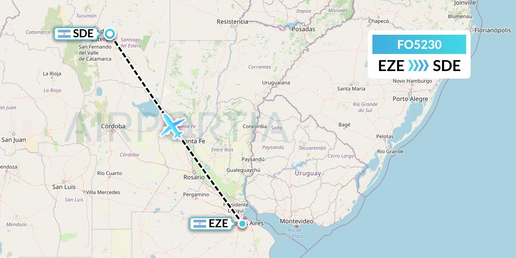 FO5230 Aero Flightops Uk Limited Flight Map: Buenos Aires to Santiago del Estero