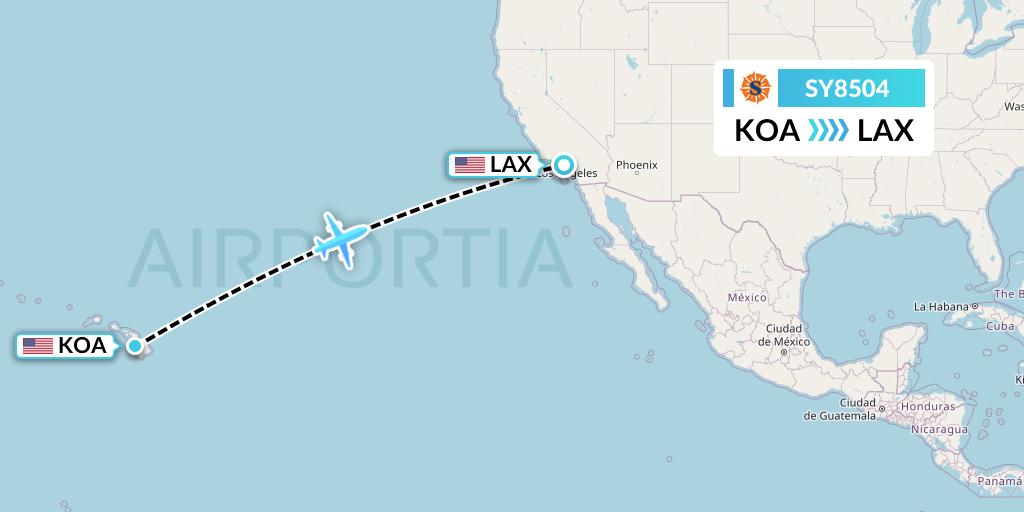 SY8504 Sun Country Airlines Flight Map: Kailua-Kona to Los Angeles