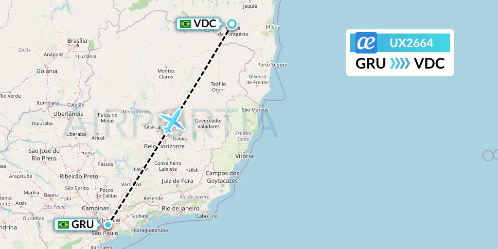 UX2664 Air Europa Flight Map: Sao Paulo to Vitoria Da Conquista