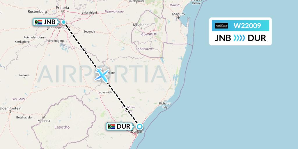 W22009 Flex Flight Flight Map: Johannesburg to Durban