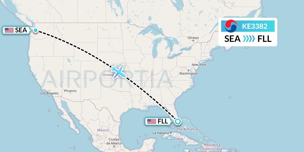 KE3382 Flight Status Korean Air Seattle to Fort Lauderdale (KAL3382)