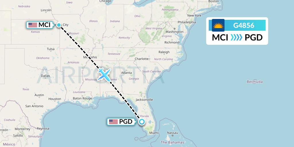 G4856 Allegiant Air Flight Map: Kansas City to Punta Gorda