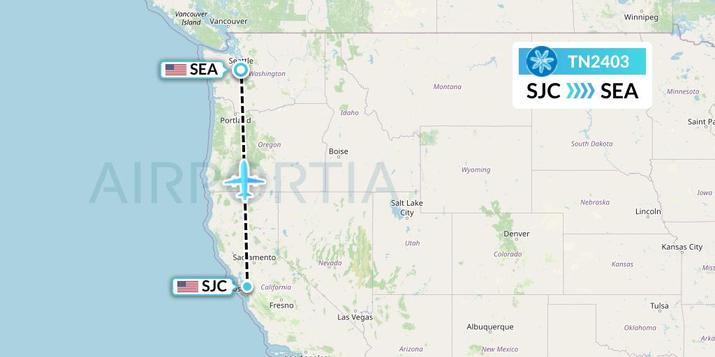 TN2403 Air Tahiti Nui Flight Map: San Jose to Seattle