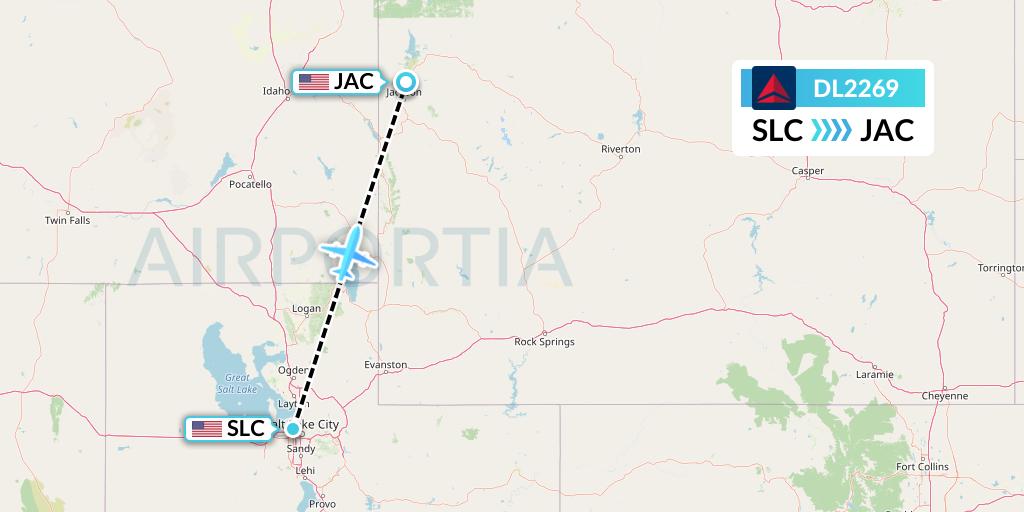 DL2269 Delta Air Lines Flight Map: Salt Lake City to Jackson