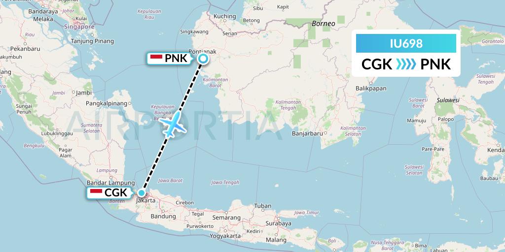 IU698 Pt. Super Air Jet Flight Map: Jakarta to Pontianak