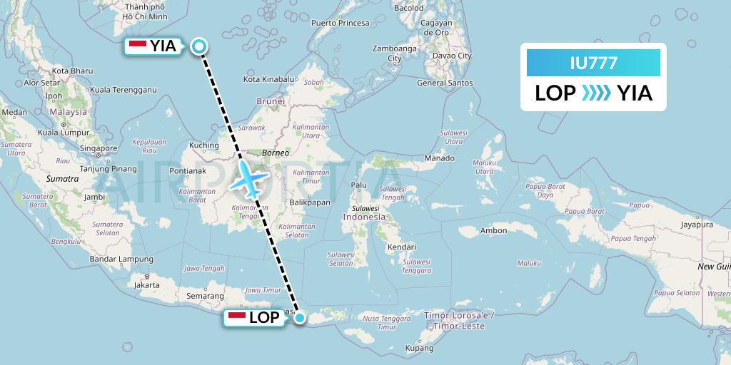 IU777 Pt. Super Air Jet Flight Map: Lombok to Yogyakarta