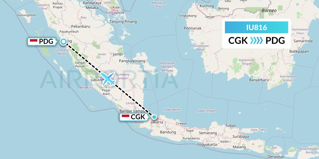 IU816 Pt. Super Air Jet Flight Map: Jakarta to Padang