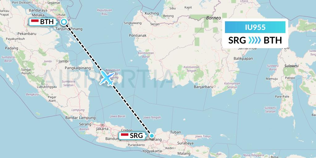 IU955 Pt. Super Air Jet Flight Map: Semarang to Batam