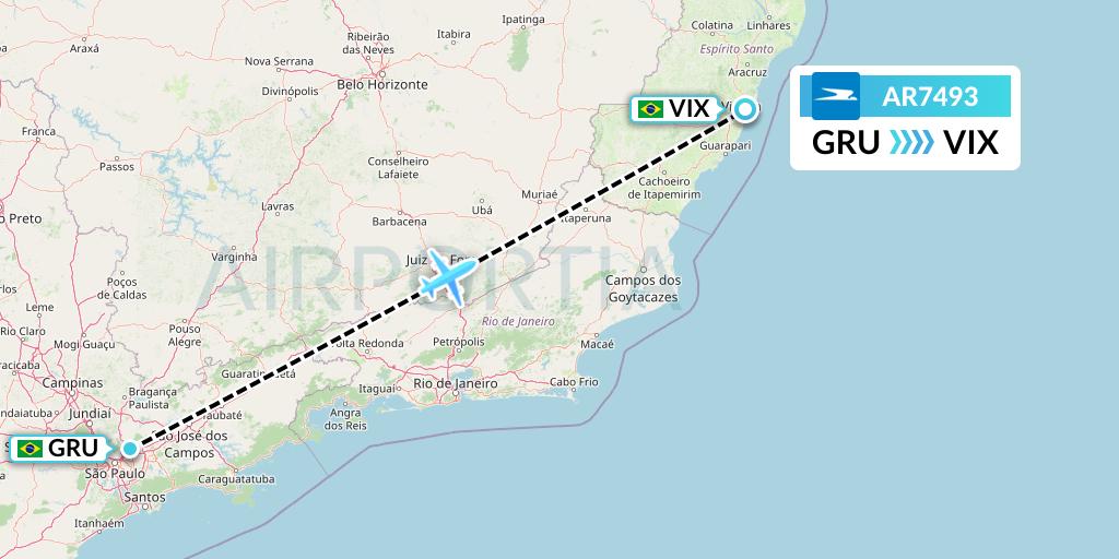 AR7493 Aerolineas Argentinas Flight Map: Sao Paulo to Vitoria