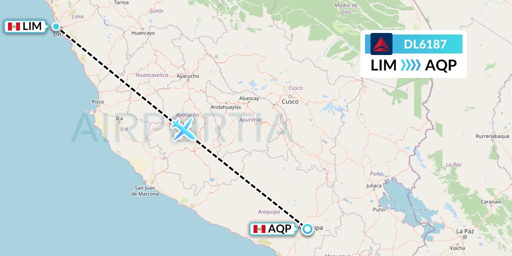 DL6187 Delta Air Lines Flight Map: Lima to Arequipa