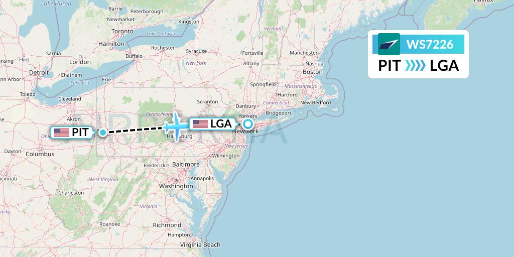 WS7226 Flight Status WestJet Pittsburgh to New York (WJA7226)