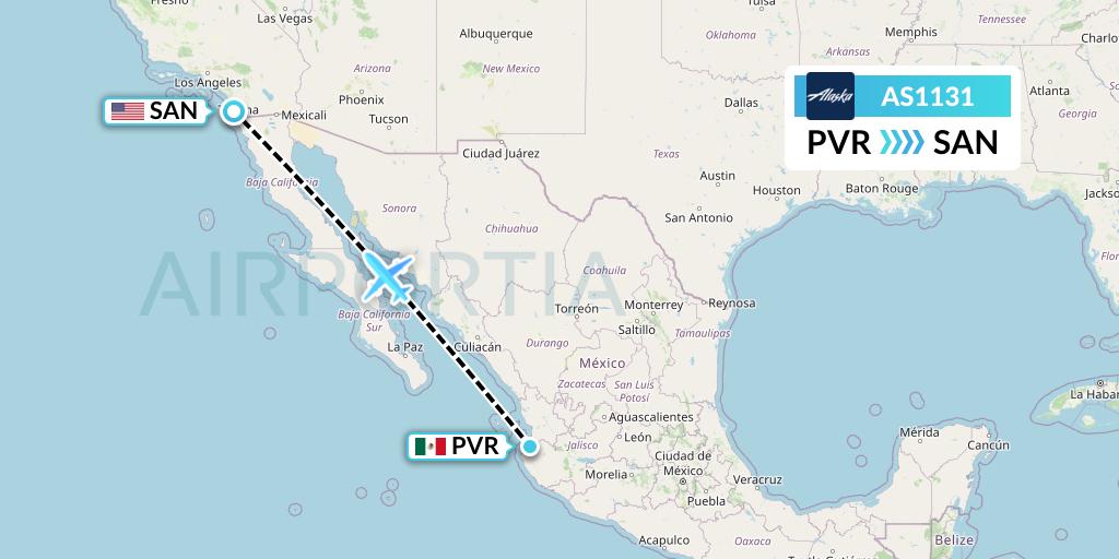 AS1131 Flight Status Alaska Airlines Puerto Vallarta to San Diego (ASA1131)
