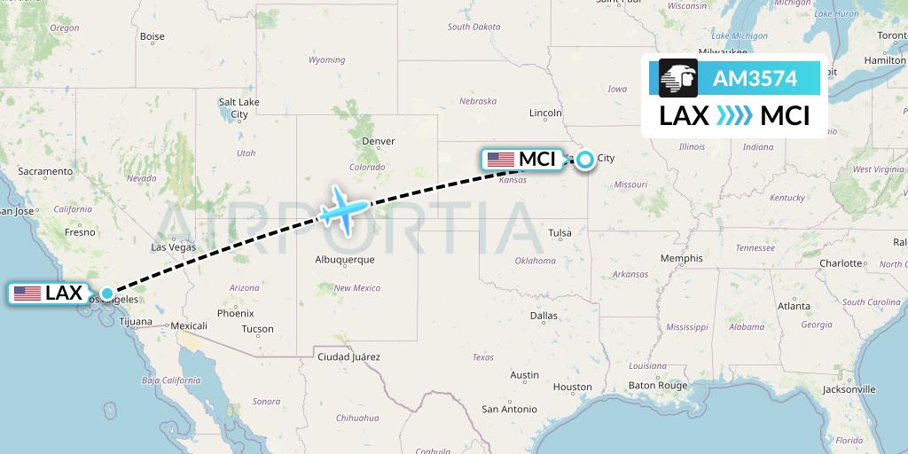 AM3574 Flight Status Aeromexico Los Angeles to Kansas City (AMX3574)