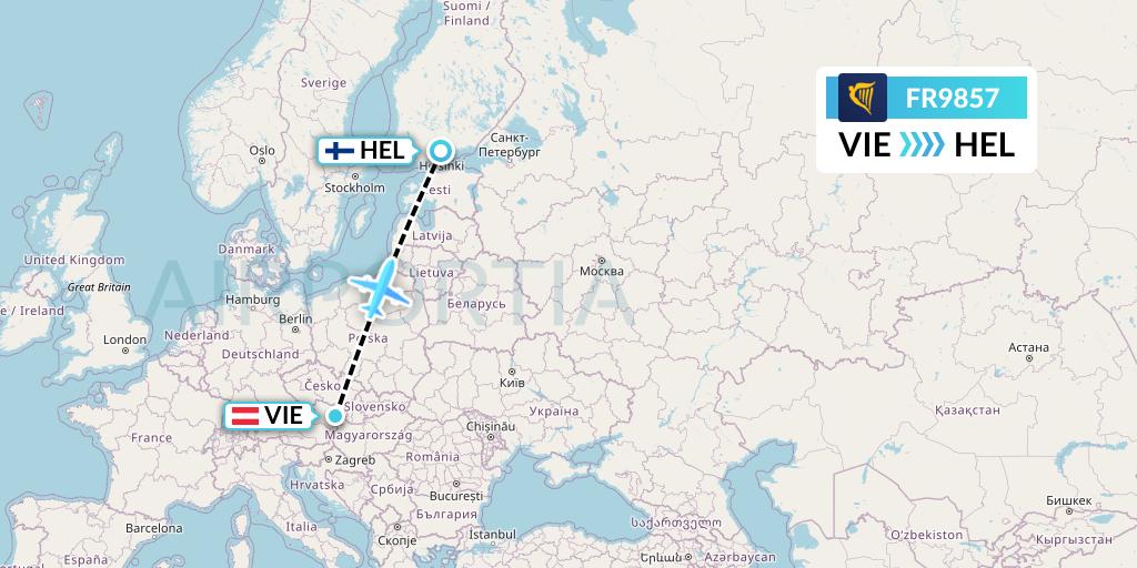 FR9857 Ryanair Flight Map: Vienna to Helsinki