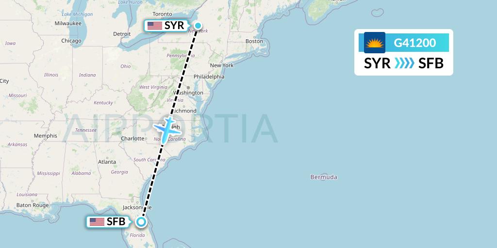 G41200 Allegiant Air Flight Map: Syracuse to Orlando