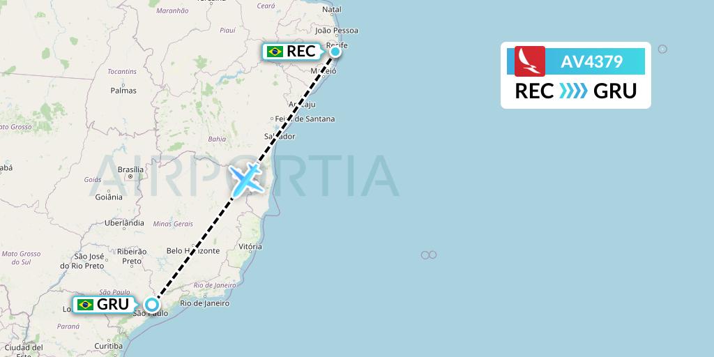 AV4379 Avianca Flight Map: Recife to Sao Paulo