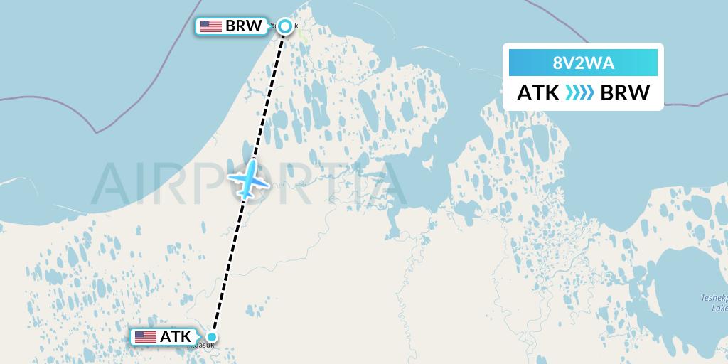 8V2WA Wright Air Service Flight Map: Atqasuk to Barrow