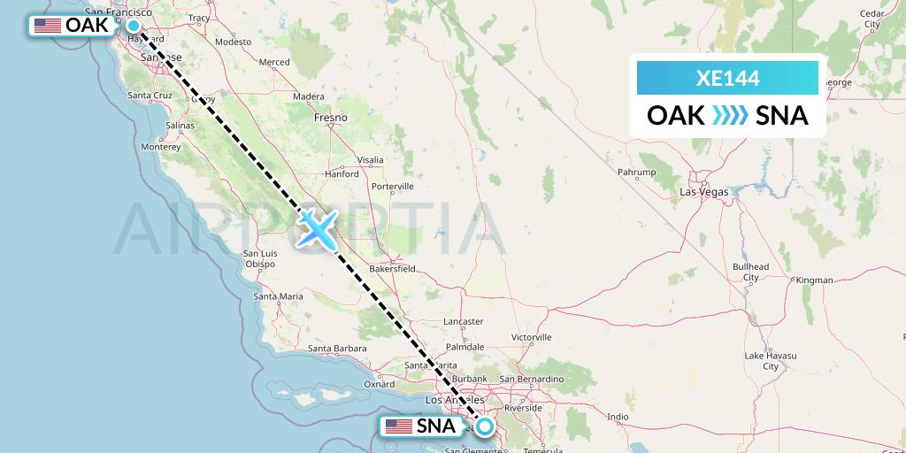 XE144 Jsx Flight Map: Oakland to Orange County