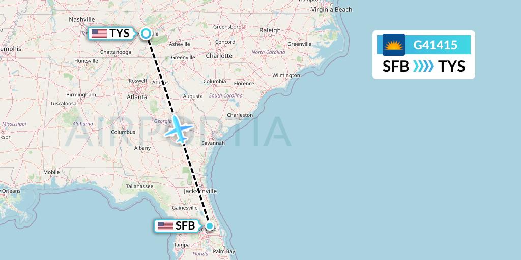 G41415 Allegiant Air Flight Map: Orlando to Knoxville