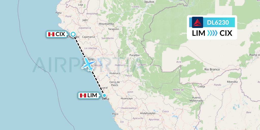 DL6230 Delta Air Lines Flight Map: Lima to Chiclayo