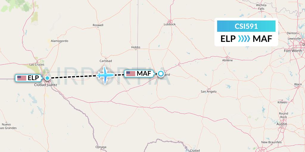 CSI591 Csi Aviation Flight Map: El Paso to Midland