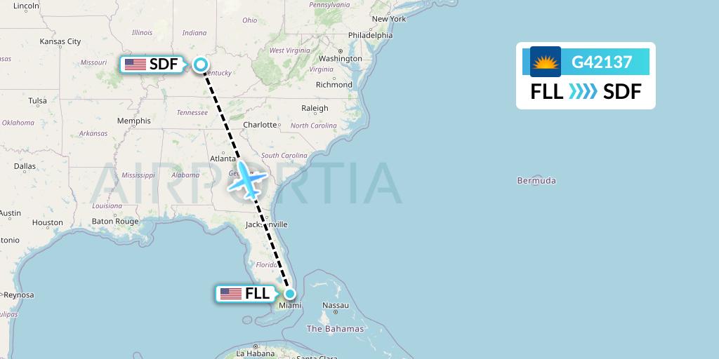 G42137 Allegiant Air Flight Map: Fort Lauderdale to Louisville