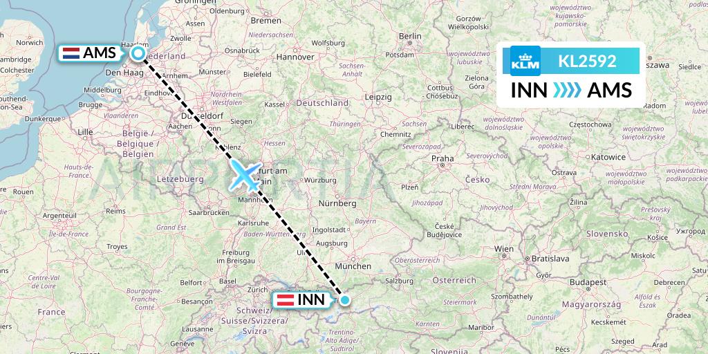 KL2592 KLM Flight Map: Innsbruck to Amsterdam