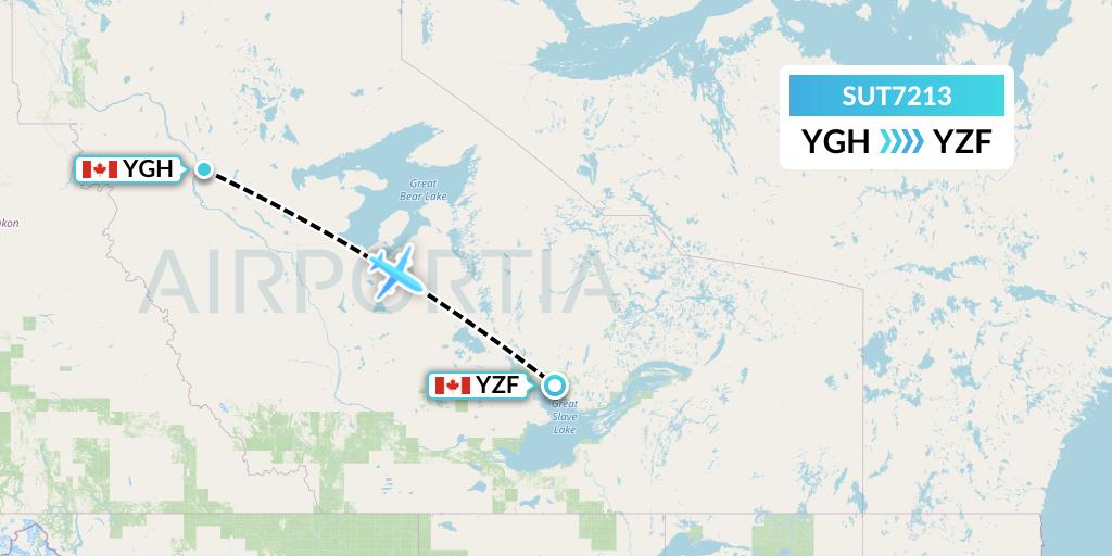 SUT7213 Summit Air Ltd. Flight Map: Fort Good Hope to Yellowknife