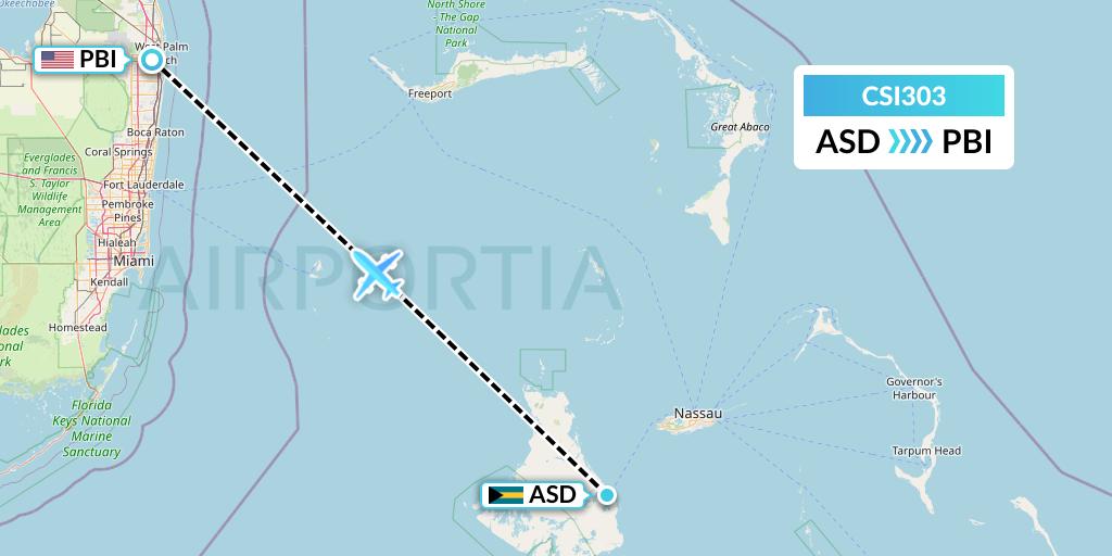CSI303 Csi Aviation Flight Map: Bahamas to West Palm Beach