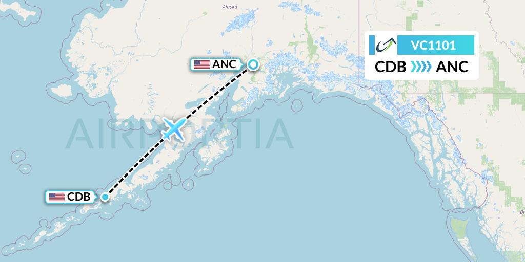 VC1101 ViaAir Flight Map: Cold Bay to Anchorage