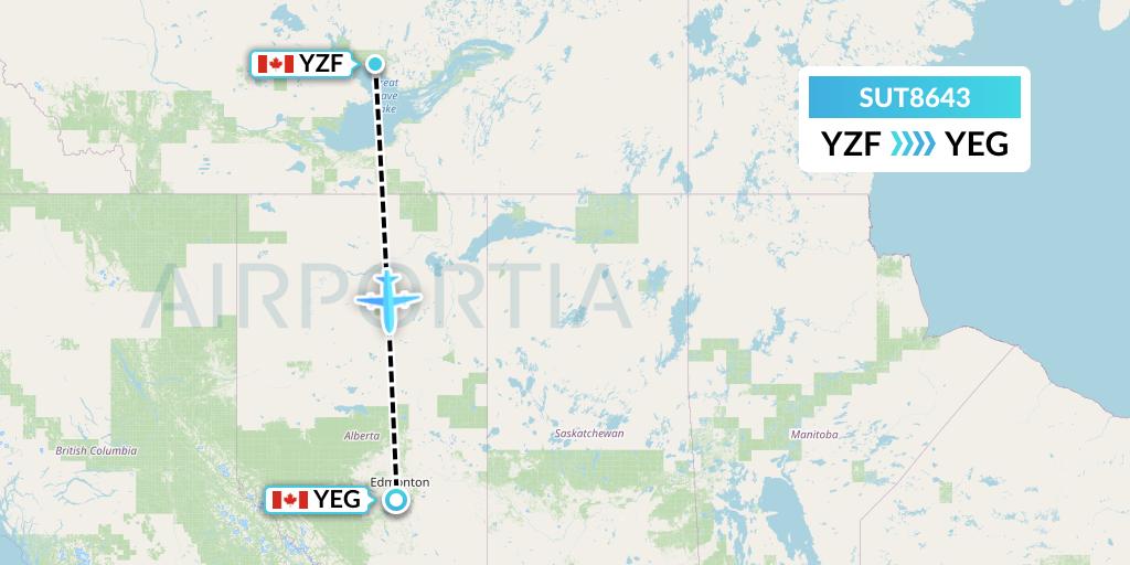 SUT8643 Summit Air Ltd. Flight Map: Yellowknife to Edmonton
