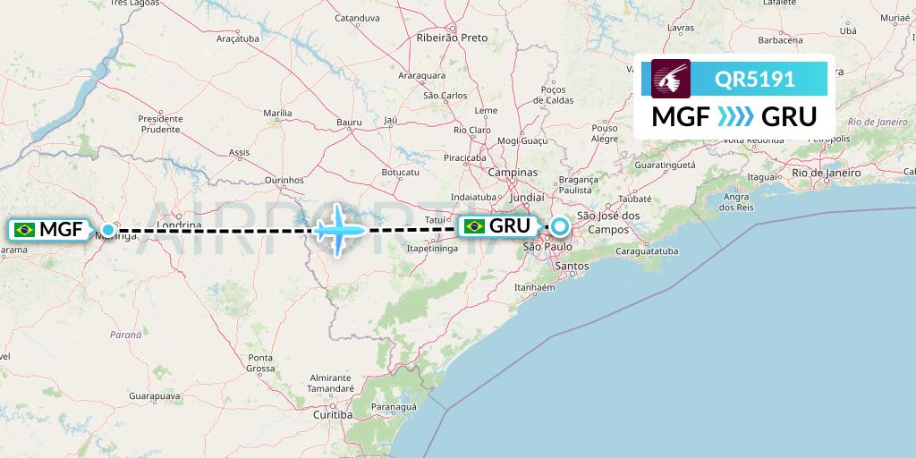 QR5191 Qatar Airways Flight Map: Maringa to Sao Paulo
