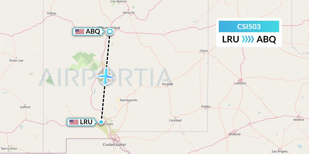 CSI503 Csi Aviation Flight Map: Las Cruces to Albuquerque