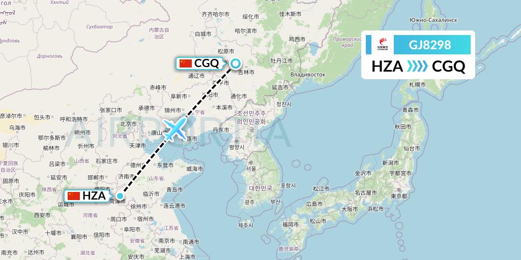GJ8298 Loong Airlines Flight Map: Jinan to Changchun