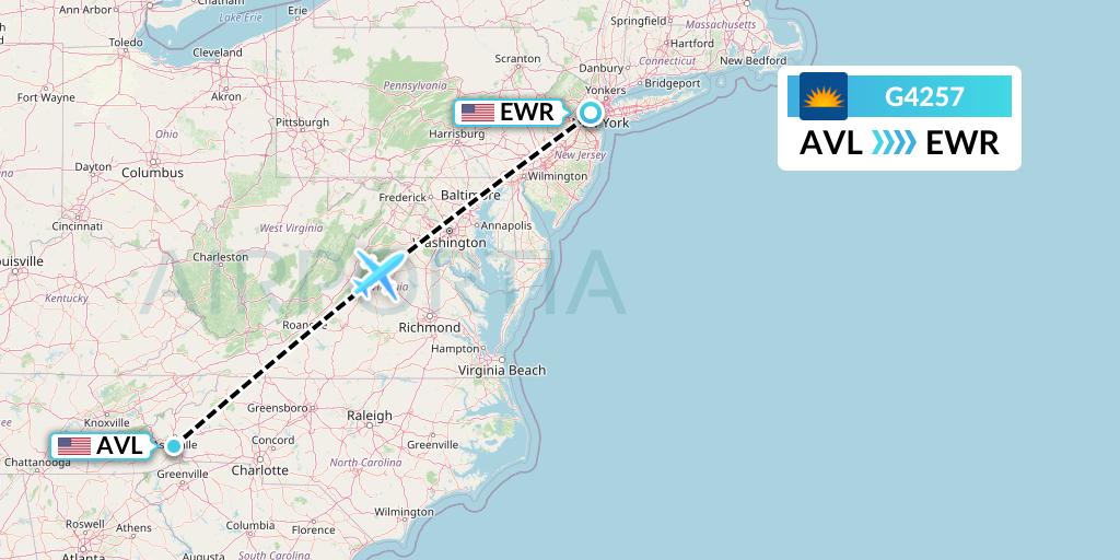 G4257 Allegiant Air Flight Map: Asheville to New York